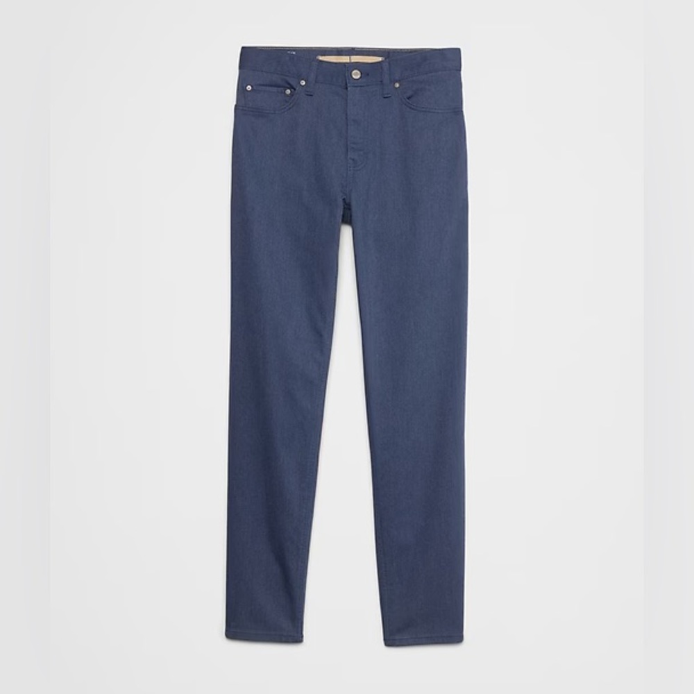 Banana Republic Men’s Traveler Jean Athletic Fit Heather Blue Gray Chino 34 X 30